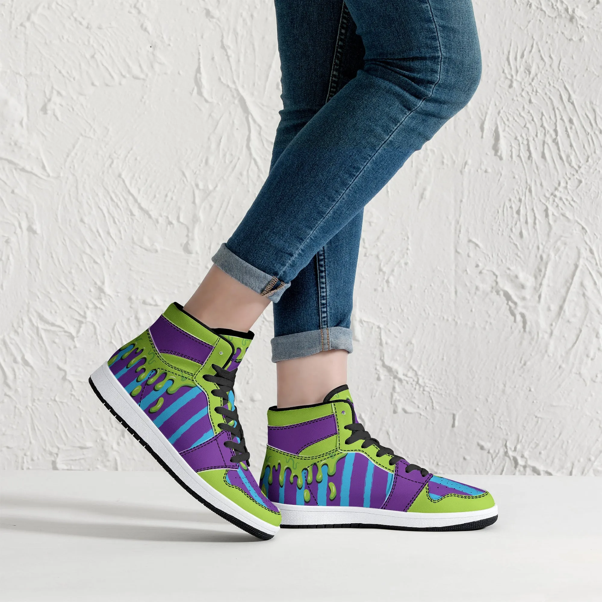 Beetlejuice Teal/Purple High-Top Faux Leather Sneakers /Unisex / - Black NEW